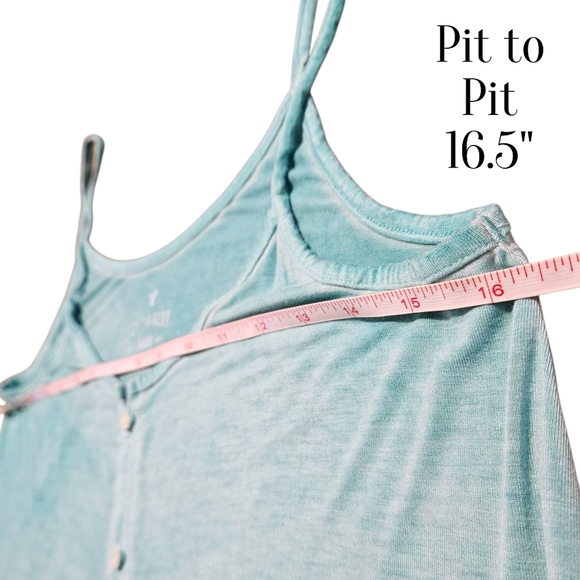 American Eagle Soft & Sexy Button Tank Top S Blue Vintage Wash Flowy Coastal - Picture 11 of 13